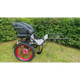 découvrez notre calèche à 2 roues, tirée par un cheval, idéale pour des balades traditionnelles et romantiques en pleine nature ou en ville.